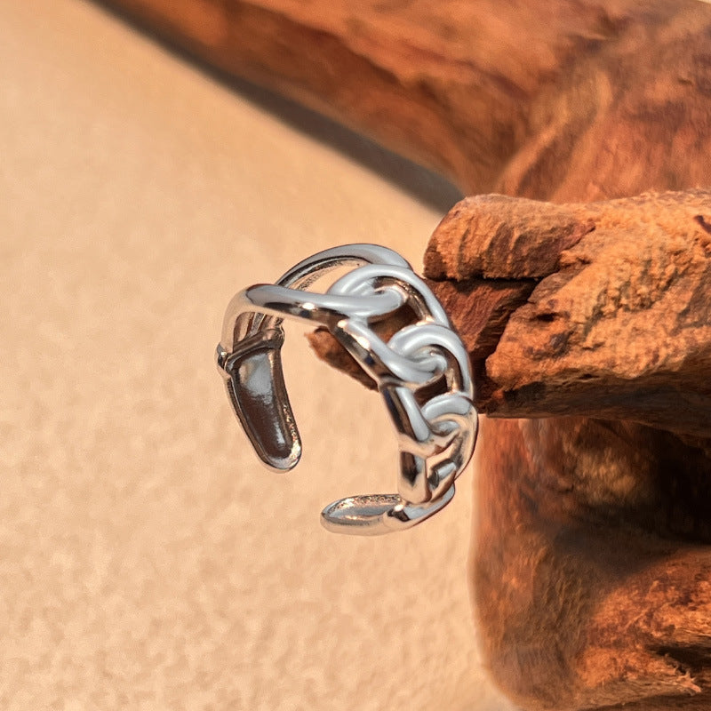 Striped Design Stainless Steel Ring For Men