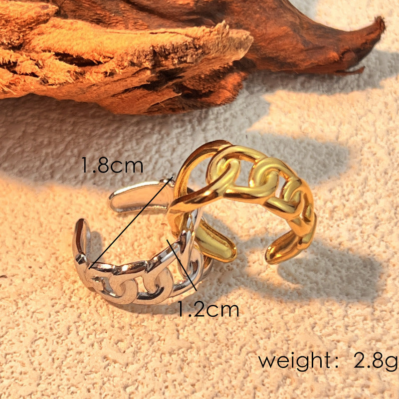 Striped Design Stainless Steel Ring For Men