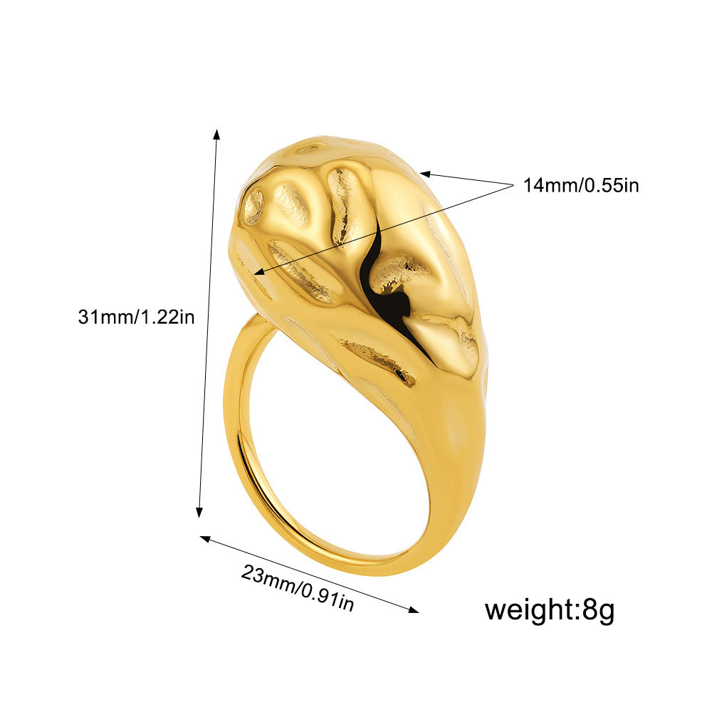 Irregular Titanium Steel Ring With Water Droplet Knot Opening