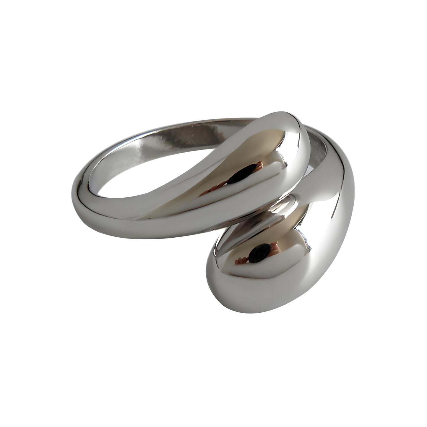 Water Drop Irregular Stainless Steel Ring Cross Winding Opening