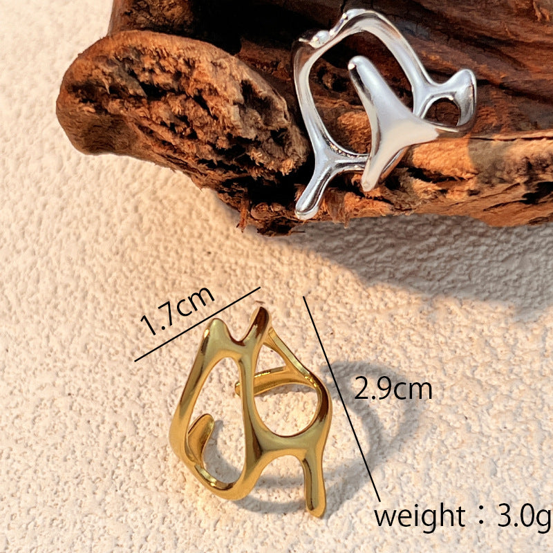 Fashion Irregular Geometric Titanium Steel Ring