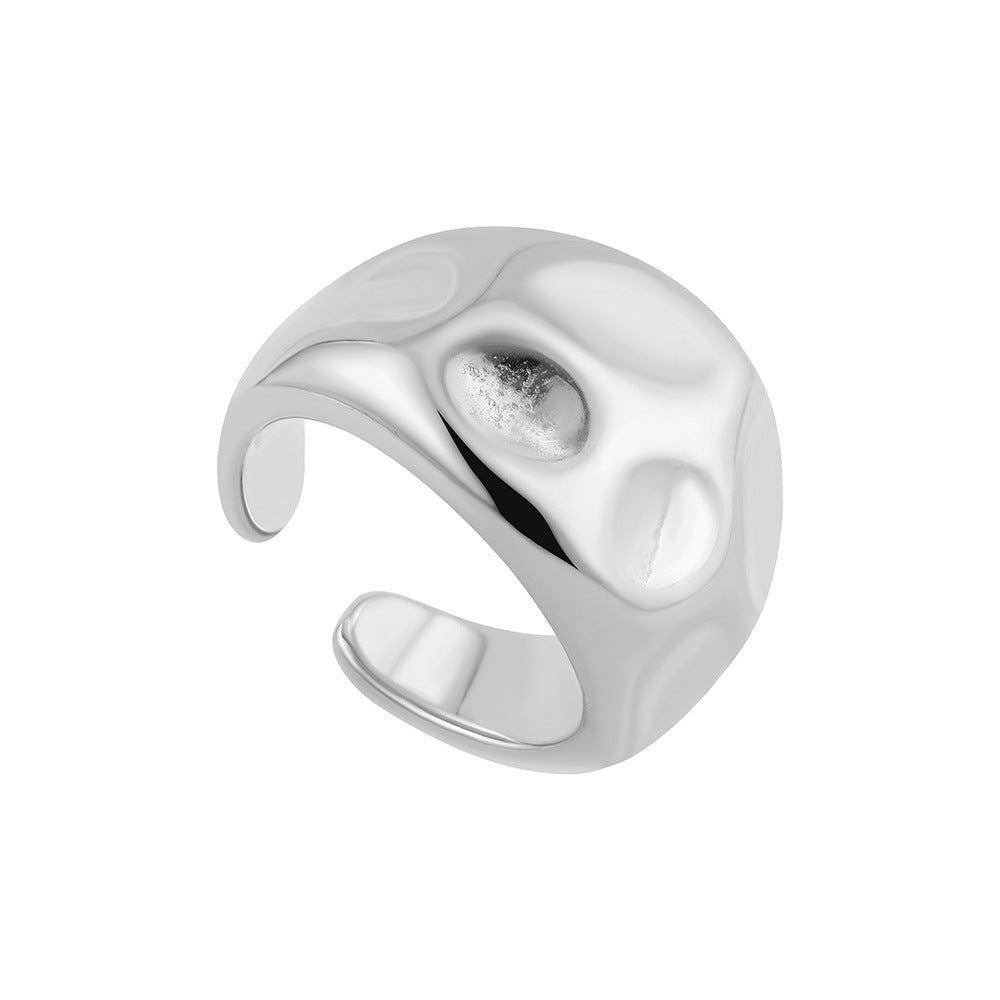 Irregular Titanium Steel Ring With Water Droplet Knot Opening