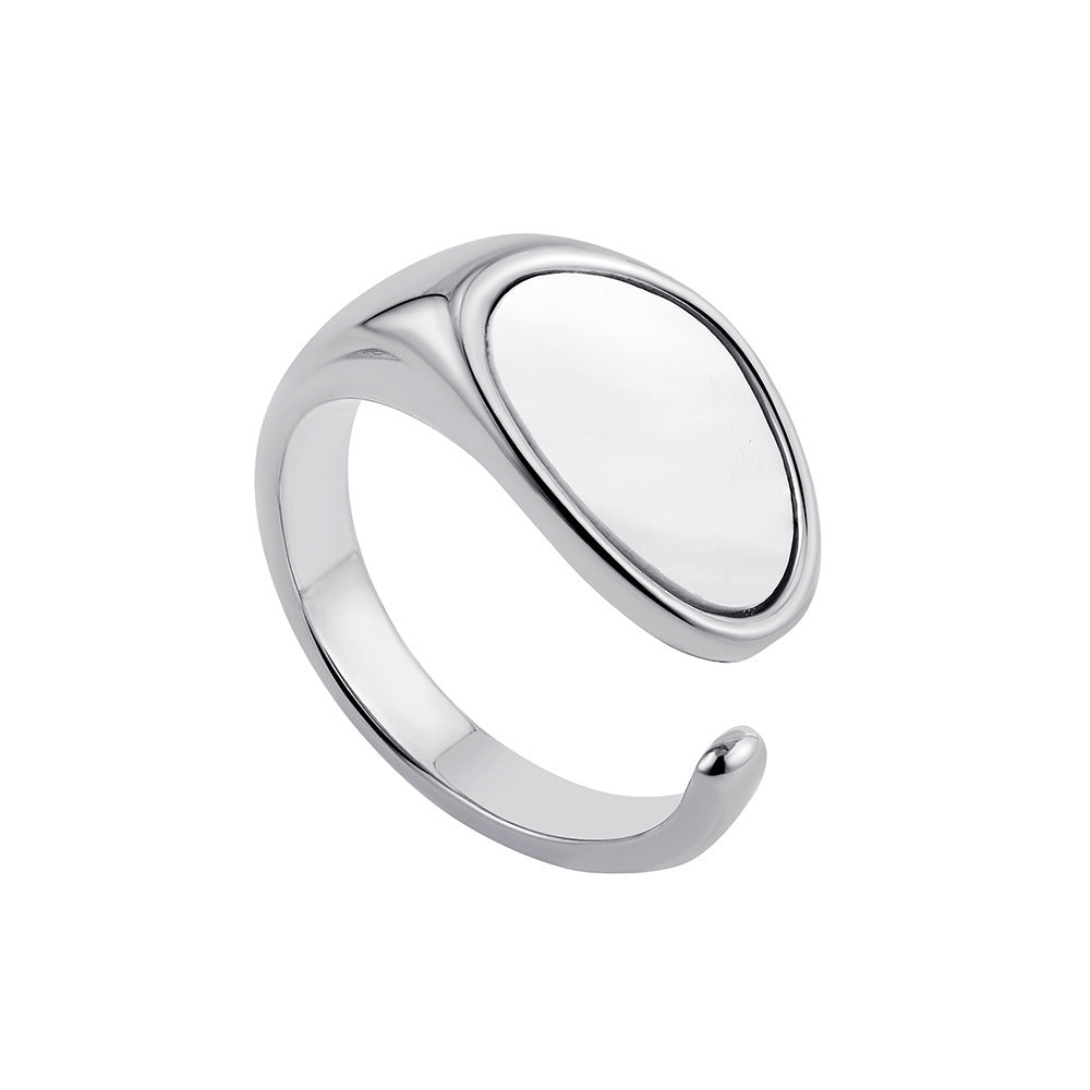 Irregular Titanium Steel Ring With Water Droplet Knot Opening
