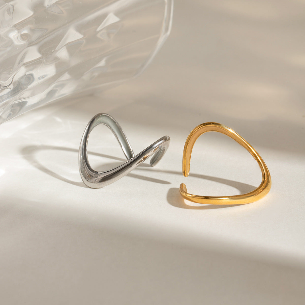 Stainless Steel Simple Line Adjustable Opening Ring