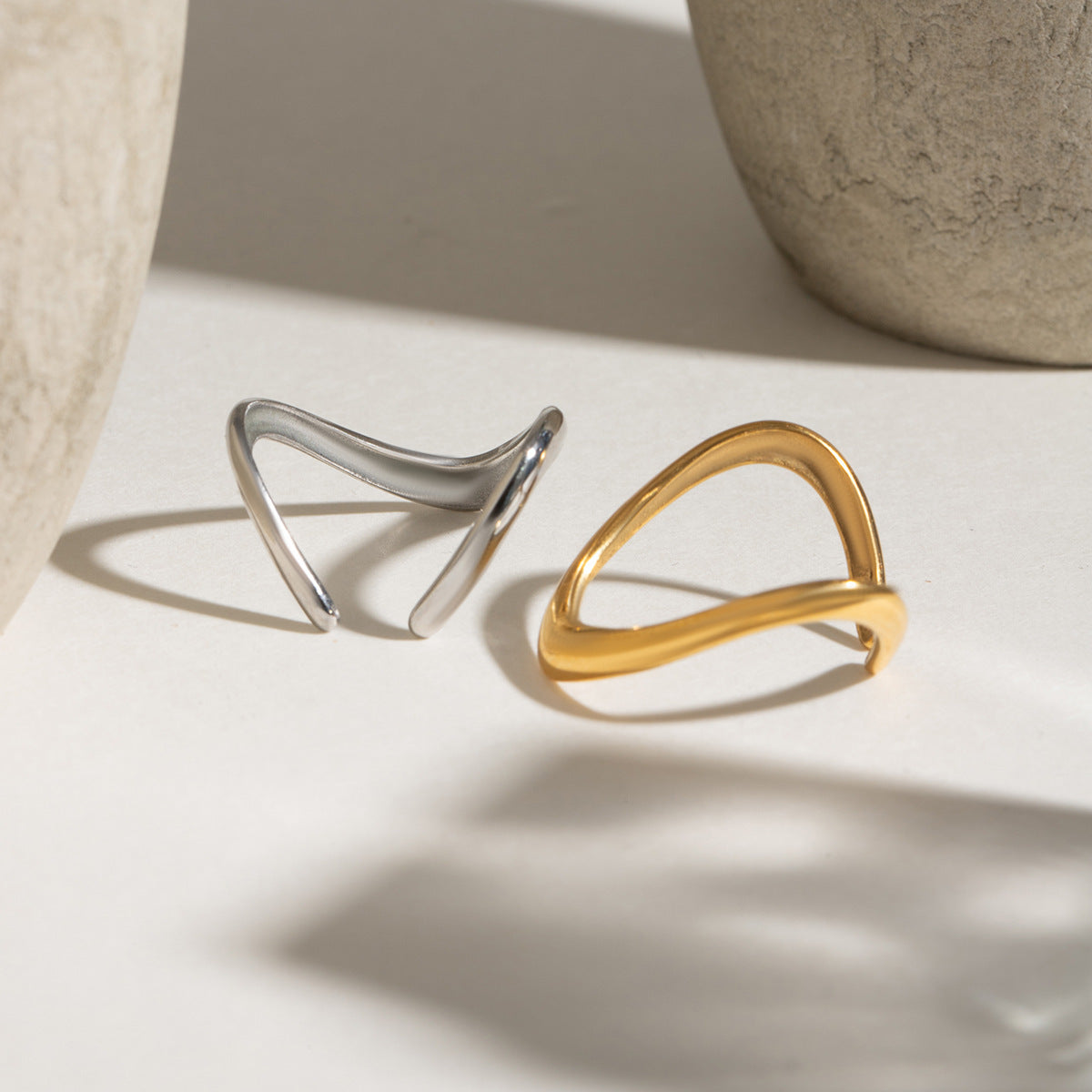 Stainless Steel Simple Line Adjustable Opening Ring