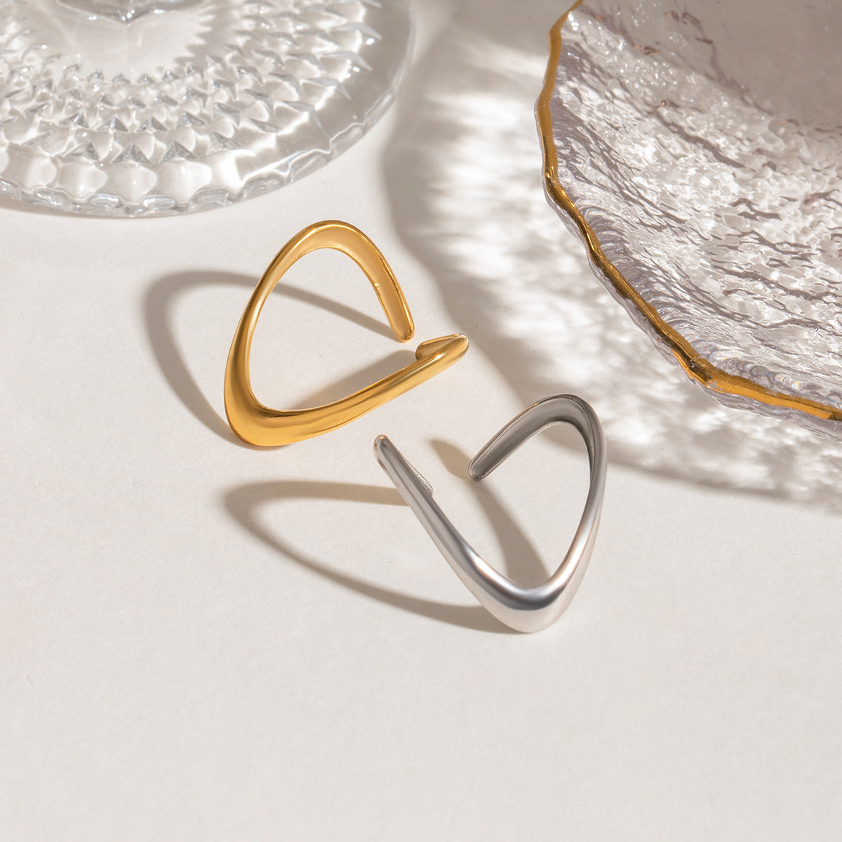 Stainless Steel Simple Line Adjustable Opening Ring