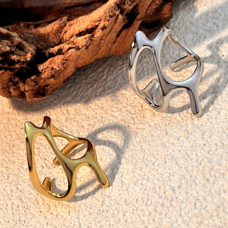 Fashion Irregular Geometric Titanium Steel Ring