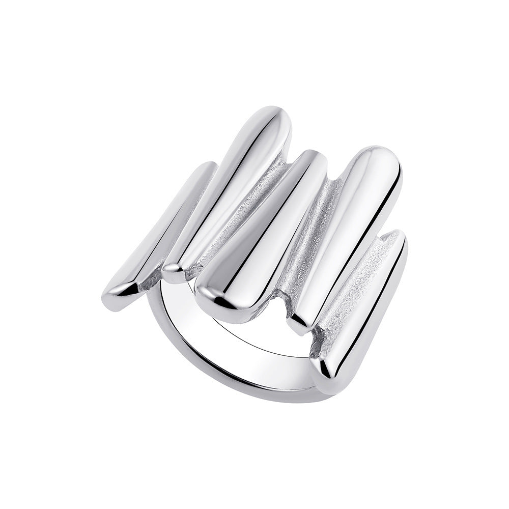 Irregular Titanium Steel Ring With Water Droplet Knot Opening