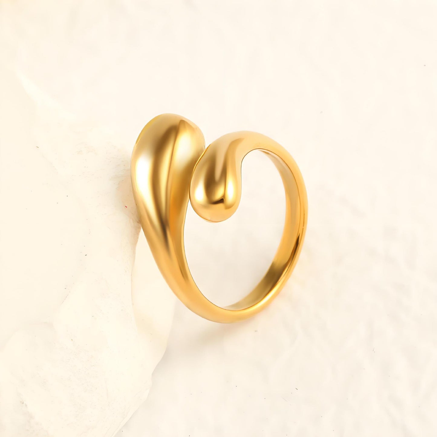Water Drop Irregular Stainless Steel Ring Cross Winding Opening