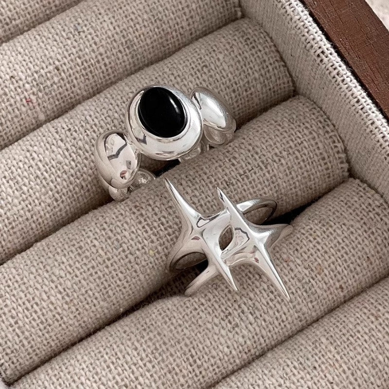 Versatile Simple Double Eight-pointed Stars Ring