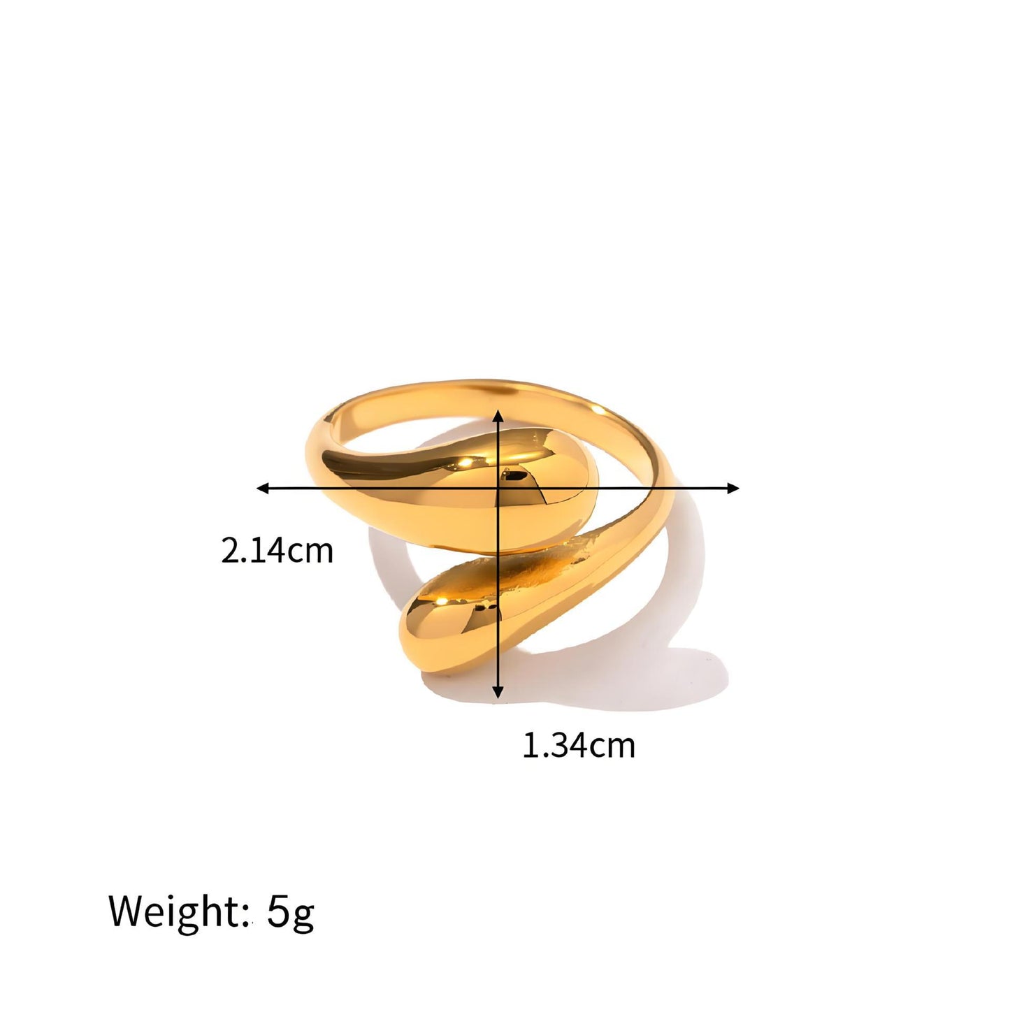 Water Drop Irregular Stainless Steel Ring Cross Winding Opening