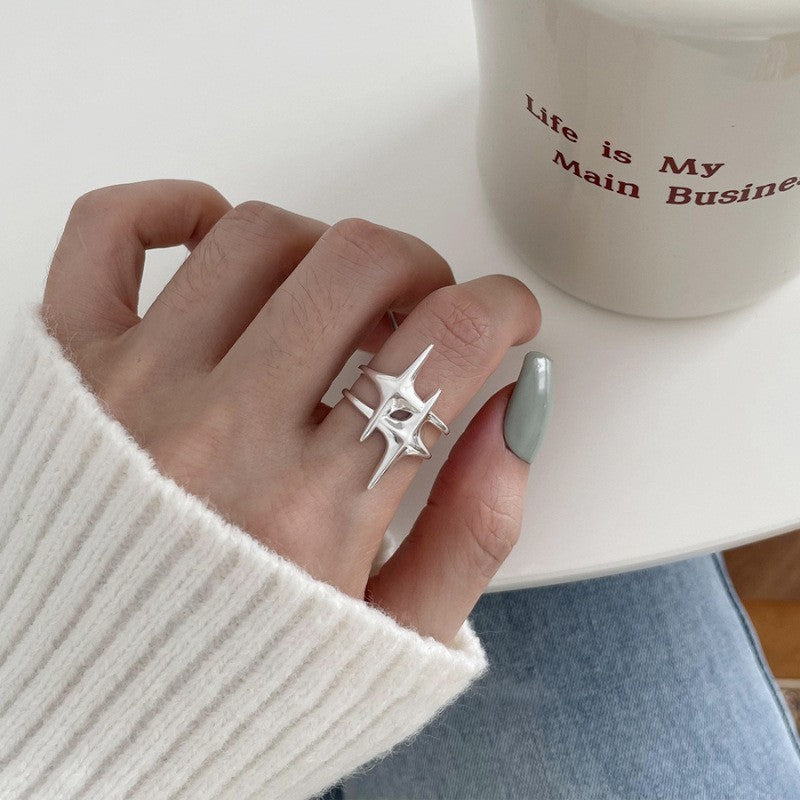 Versatile Simple Double Eight-pointed Stars Ring